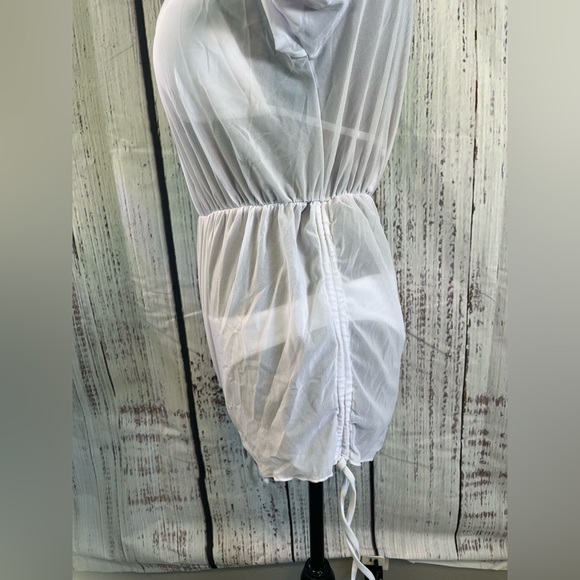 NWOT Women’s 2 Piece Swimsuit With Sheer Cover-up, White, Size Large - Picture 4 of 8